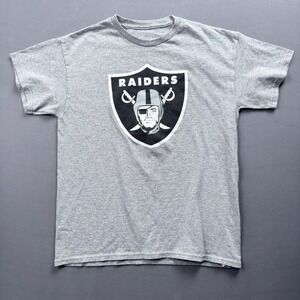 NFL Raiders T-Shirt Graphic Logo Gray Short Sleeve Kids Size Large